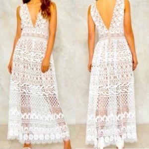 White Lace Long Boho Dress New with Tags